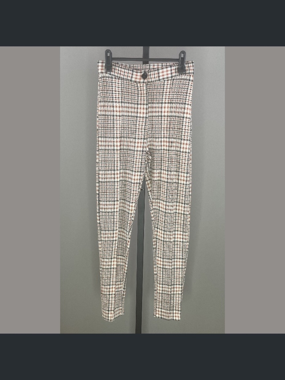 NEW Free People Pants Womens 2 black orange plaid skinny boho indie casual